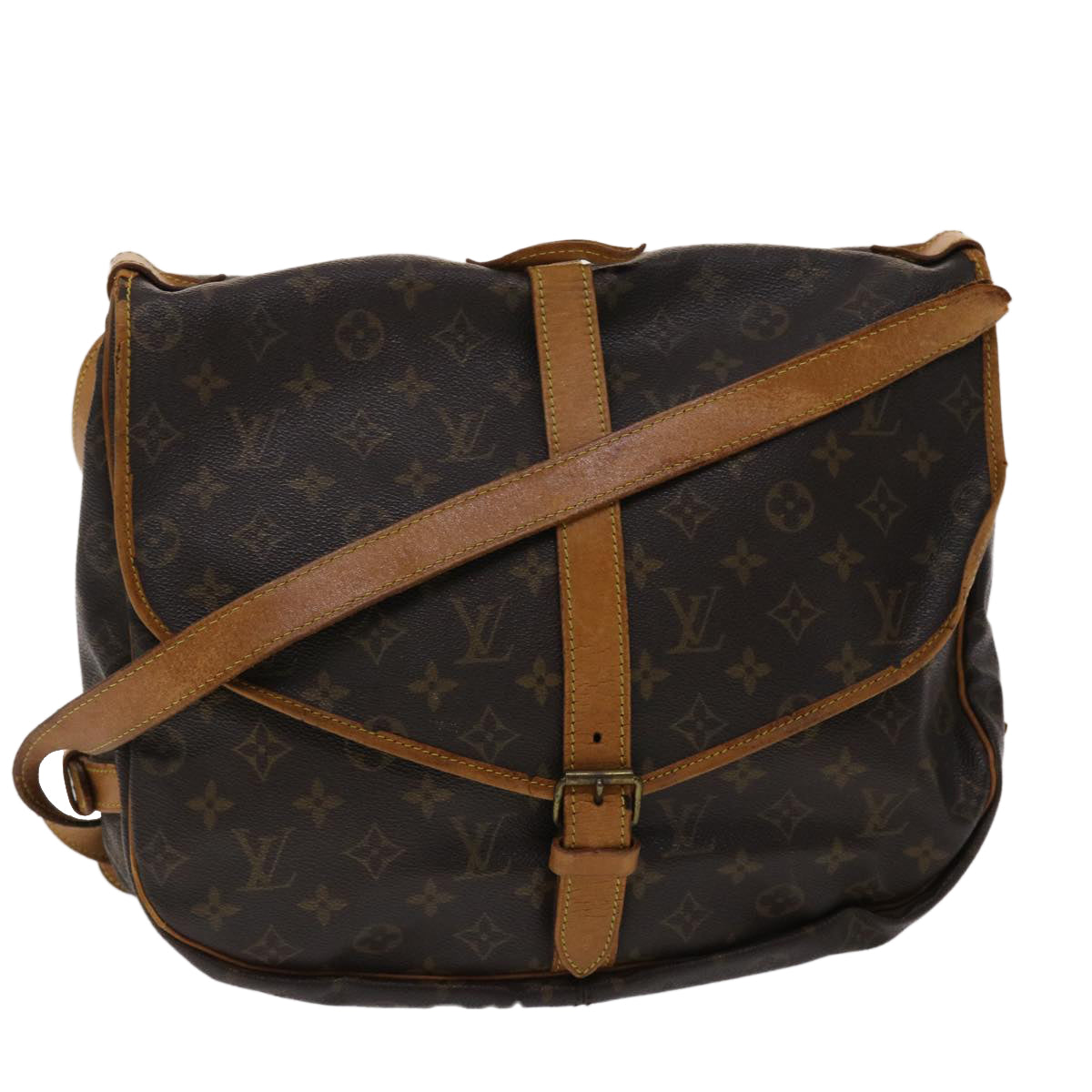 LOUIS VUITTON Monogram Saumur 35 Shoulder Bag M42254 LV Auth 47713