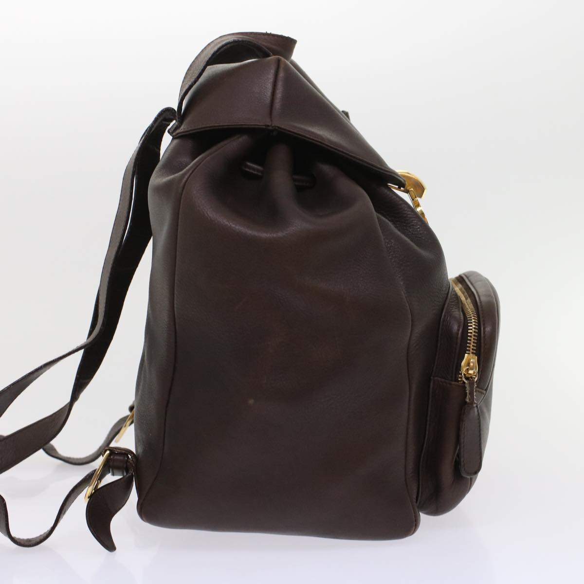Salvatore Ferragamo Backpack Leather Dark Brown Auth 47714