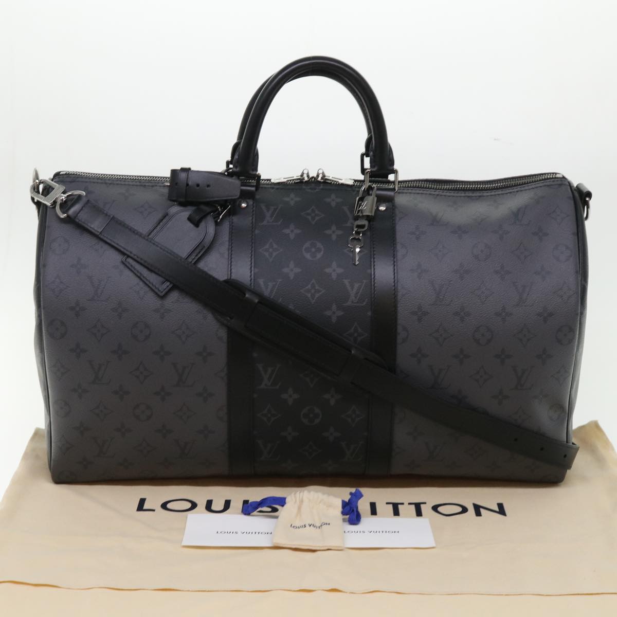 LOUIS VUITTON Eclipse Reverse Keepall Bandouliere 50 Bag M45392 LV Auth 47830A