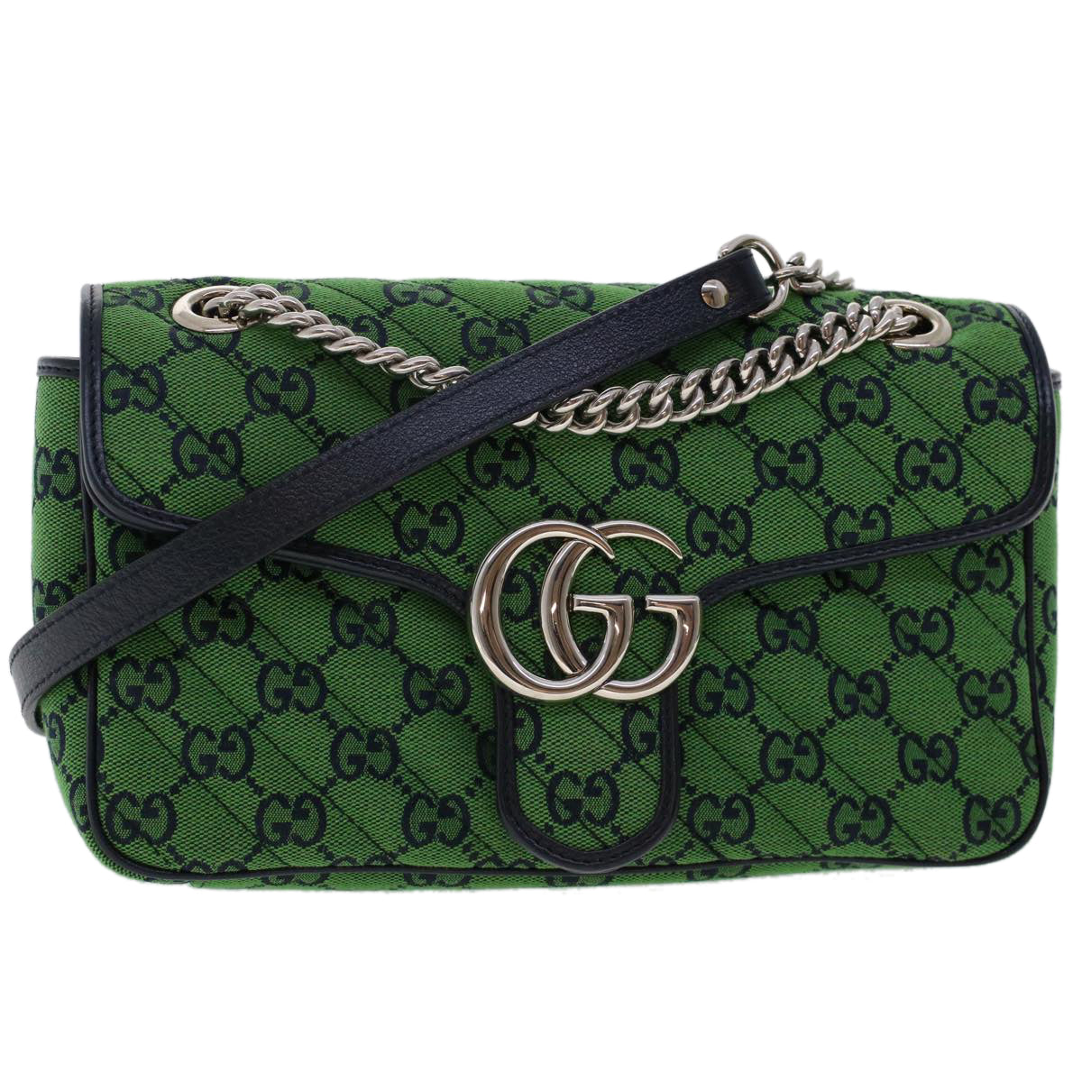 GUCCI GG Marmont Chain Shoulder Bag Green Auth 47997A