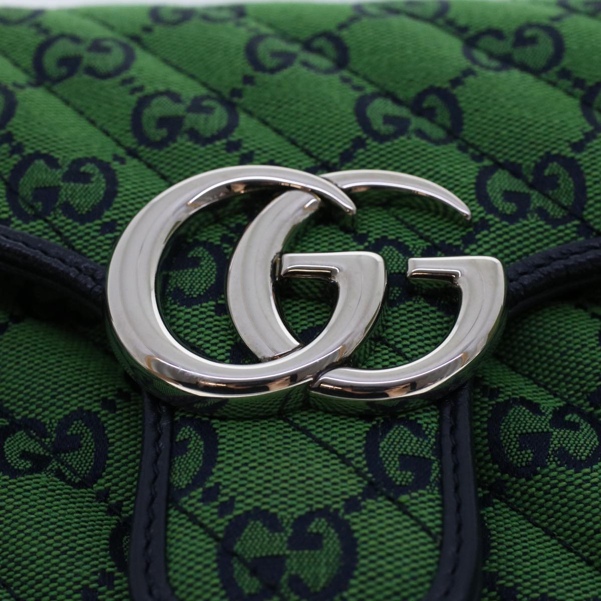 GUCCI GG Marmont Chain Shoulder Bag Green Auth 47997A