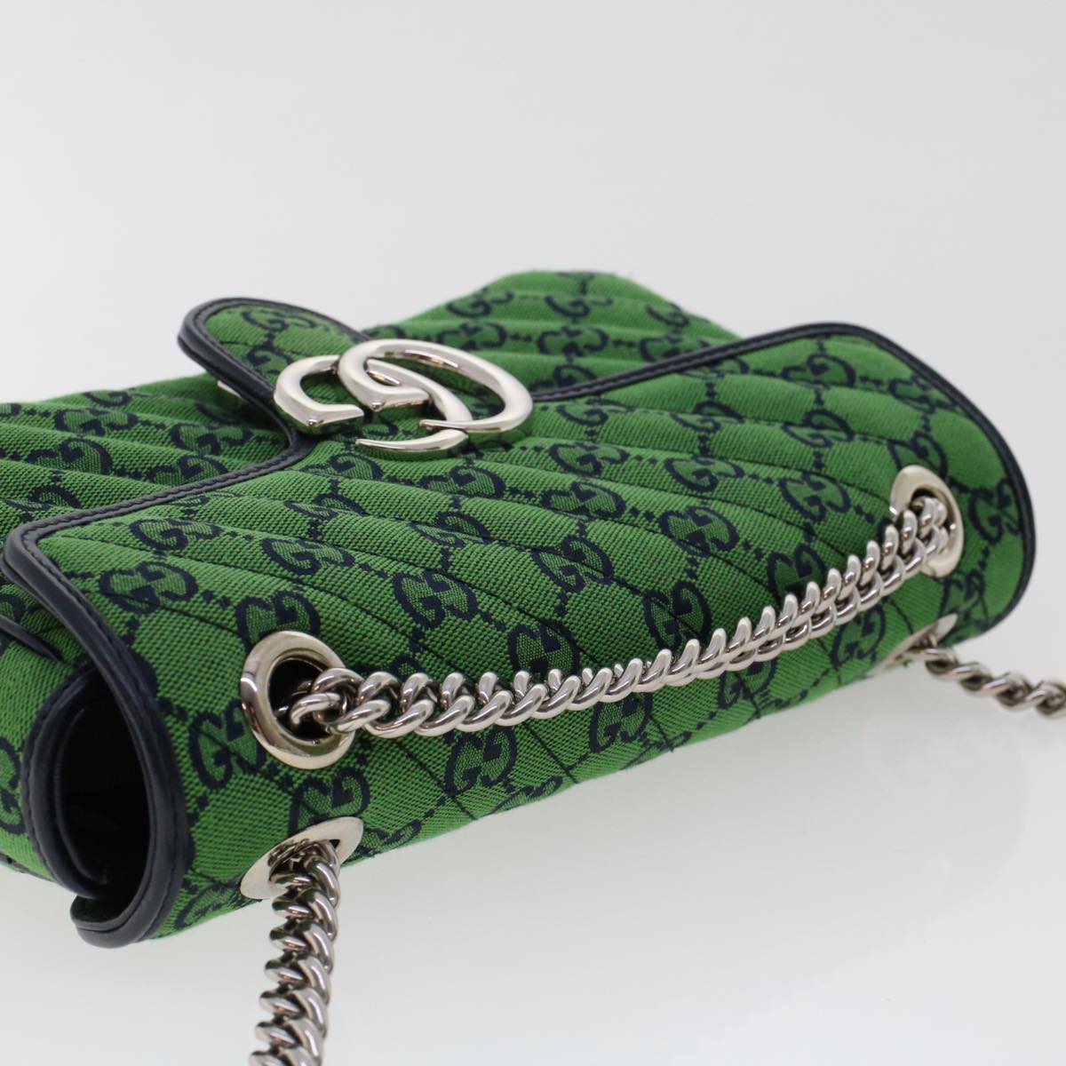 GUCCI GG Marmont Chain Shoulder Bag Green Auth 47997A