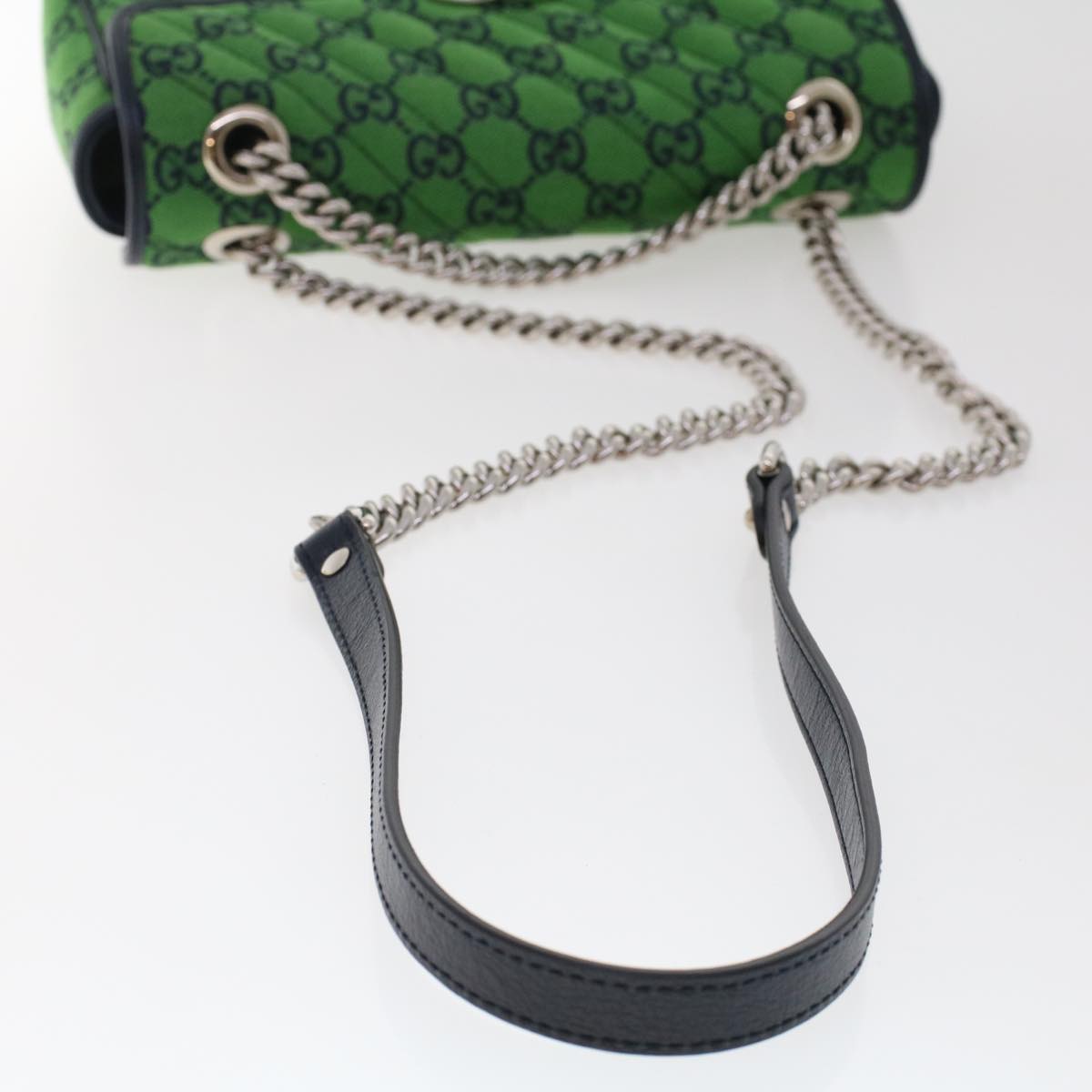 GUCCI GG Marmont Chain Shoulder Bag Green Auth 47997A