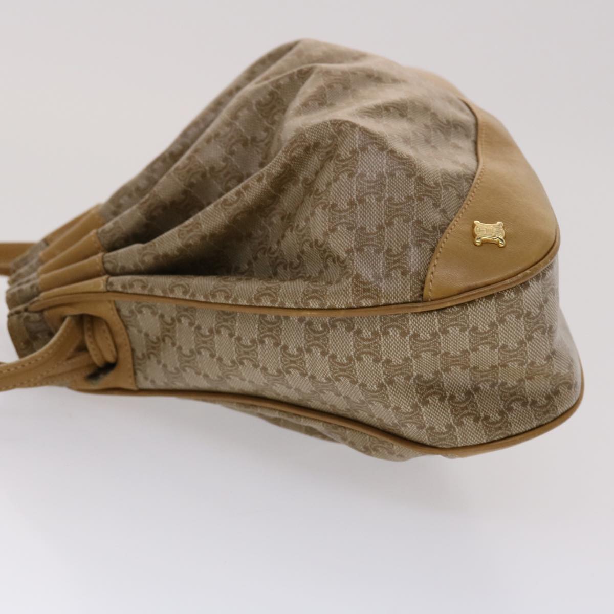 CELINE Macadam Canvas Shoulder Bag PVC Leather Brown Auth 47999