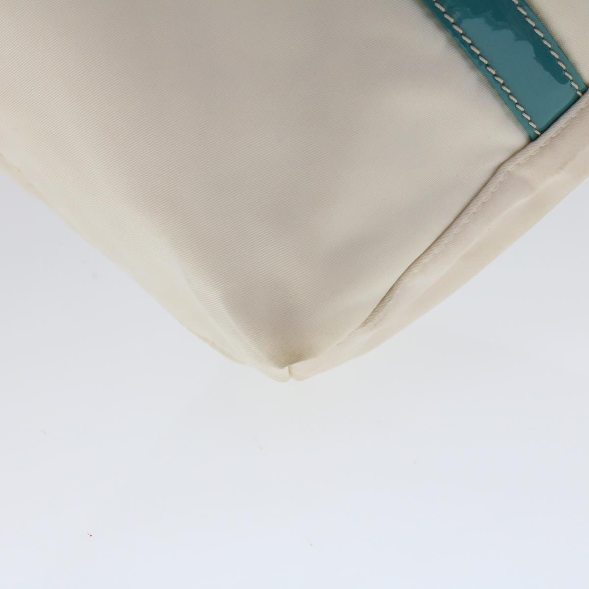 PRADA Hand Bag Nylon 2way White Turquoise Blue Auth 48007
