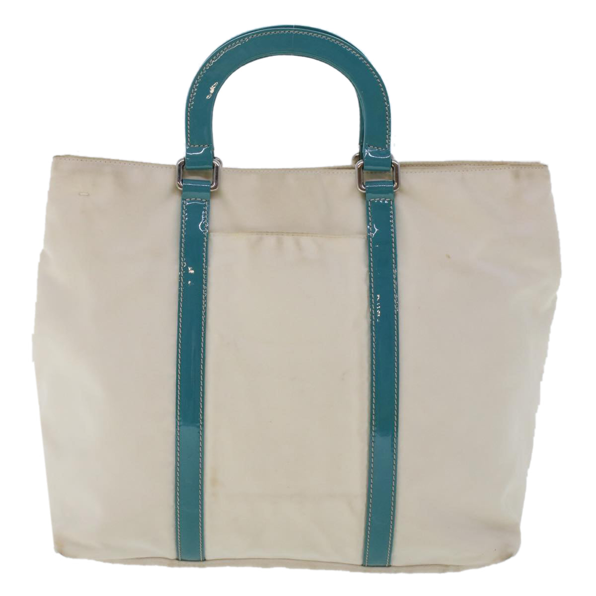PRADA Hand Bag Nylon 2way White Turquoise Blue Auth 48007 - 0
