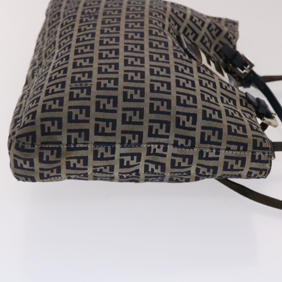 FENDI Zucchino Canvas Mamma Baguette Shoulder Bag Nylon Navy Auth 48016