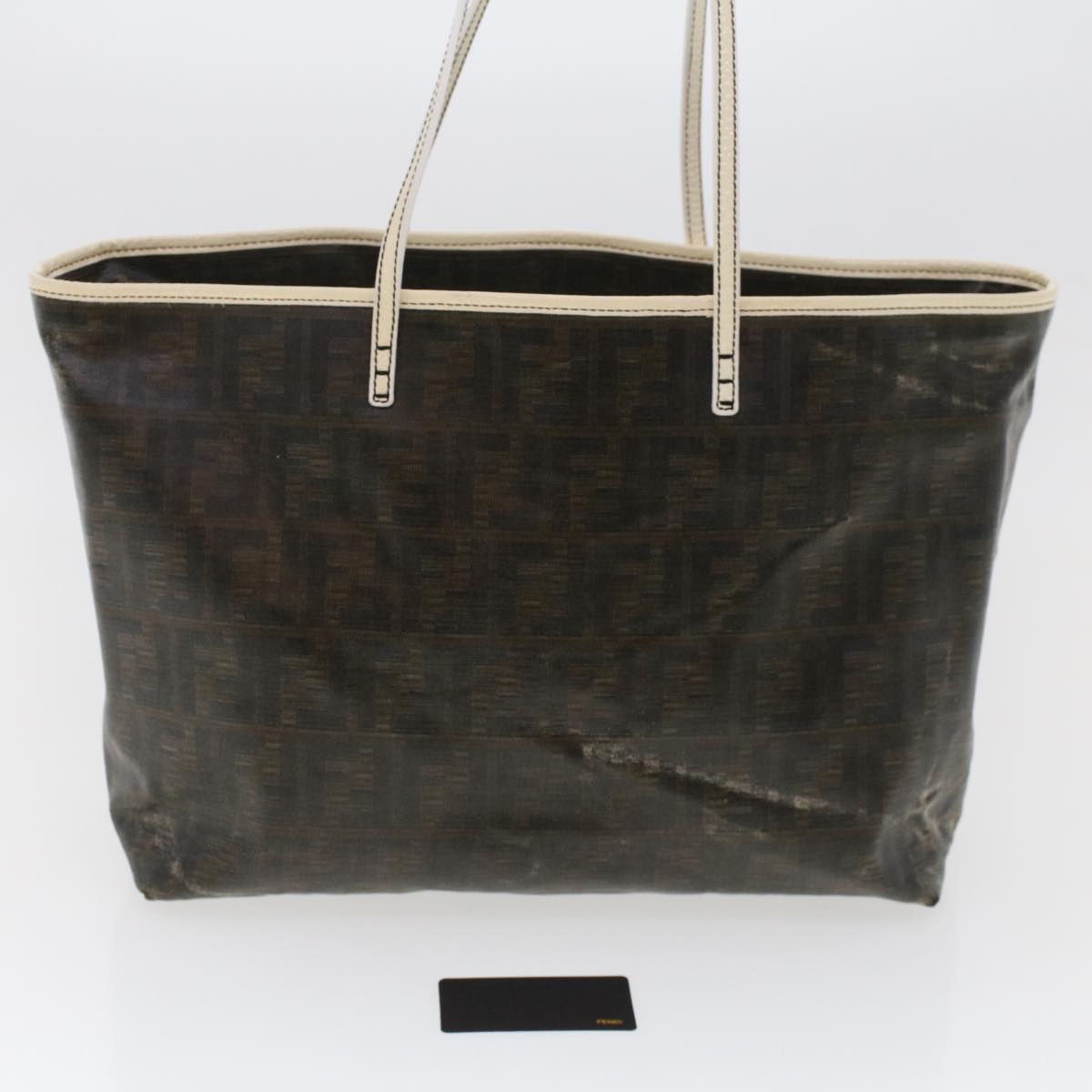 FENDI Zucca Canvas Tote Bag Coated Canvas Dark Brown Auth 48017