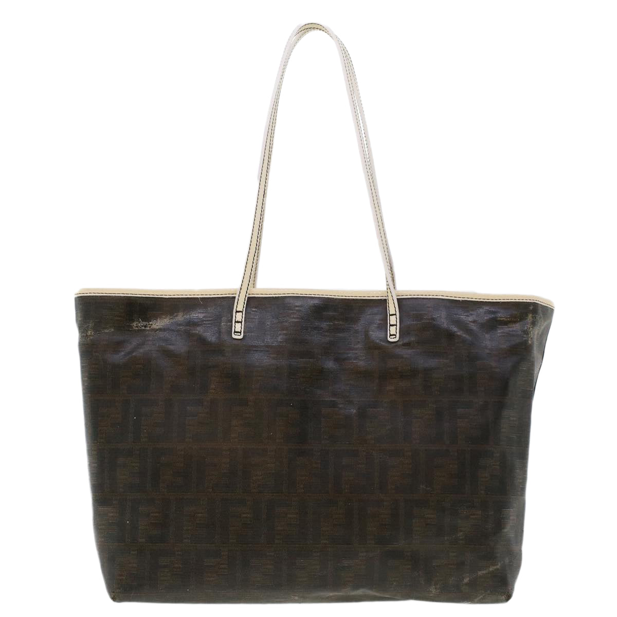 FENDI Zucca Canvas Tote Bag Coated Canvas Dark Brown Auth 48017 - 0