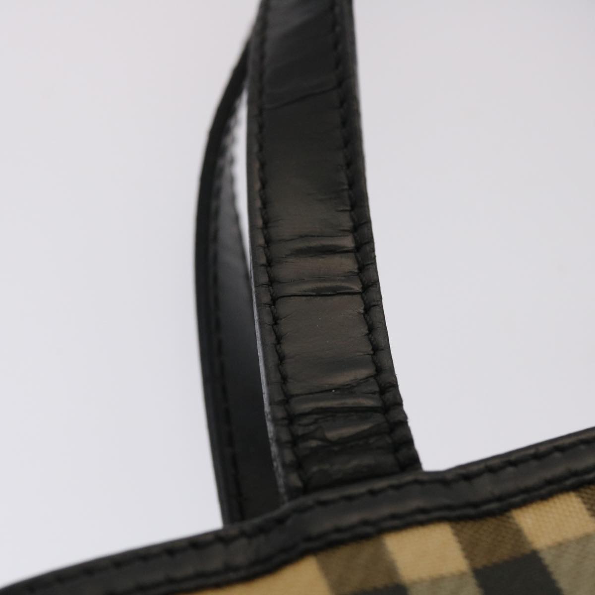 BURBERRY Nova Check Hand Bag PVC Leather Beige Black Auth 48032