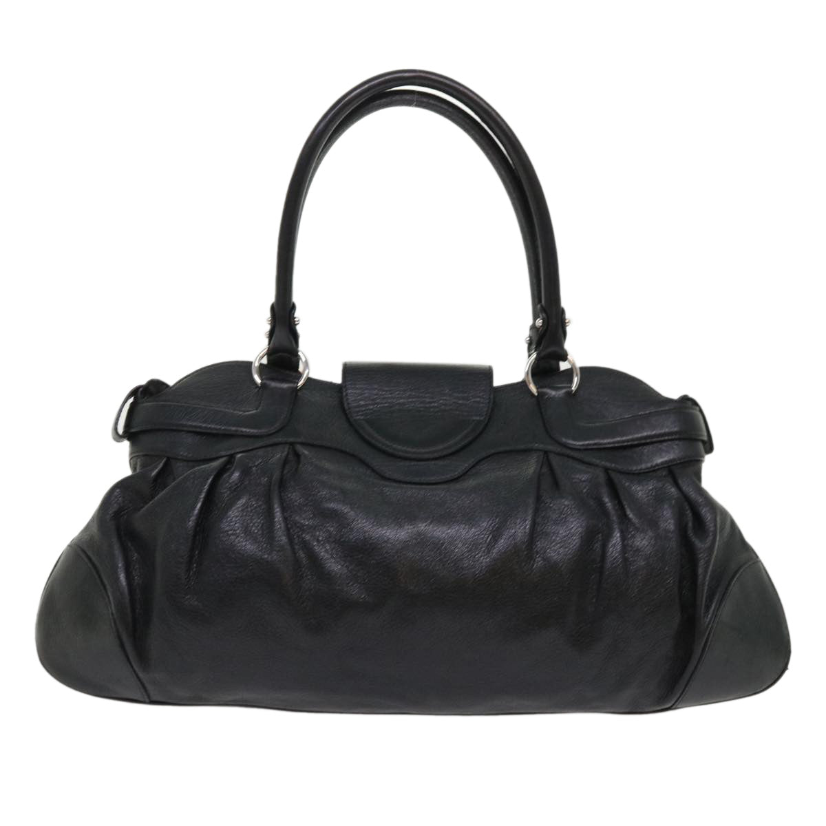 Salvatore Ferragamo Gancini Marissa Shoulder Bag Leather Black Auth 48040