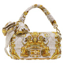 FENDI Baguette Shoulder Bag Polyester 2way White 8BR600 AK2D Auth 48072A-13