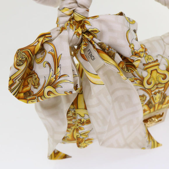 FENDI Baguette Shoulder Bag Polyester 2way White 8BR600 AK2D Auth 48072A