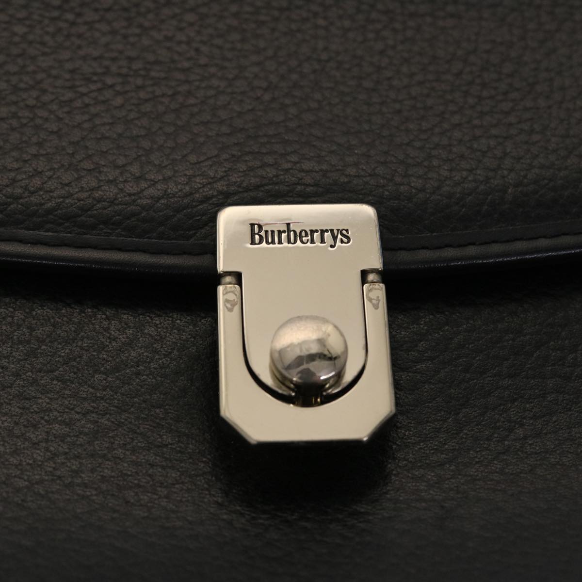 Burberrys Hand Bag Leather Black Auth 48107