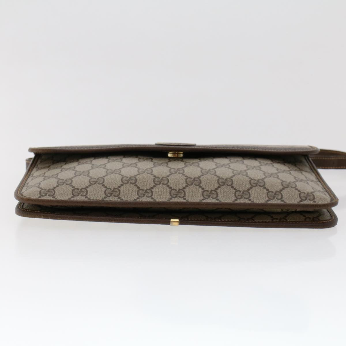 GUCCI GG Canvas Shoulder Bag PVC Leather Beige Auth 48119