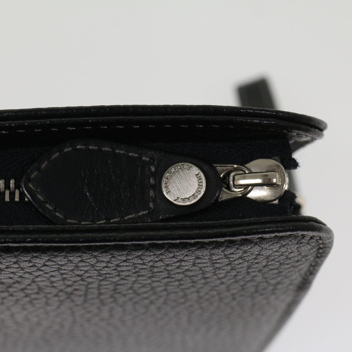 BURBERRY Clutch Bag Leather Black Auth 48120