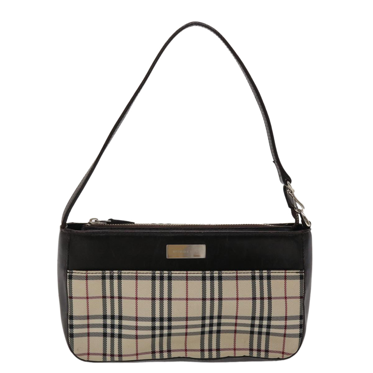 BURBERRY Nova Check Shoulder Bag Nylon Leather Beige Auth 48130