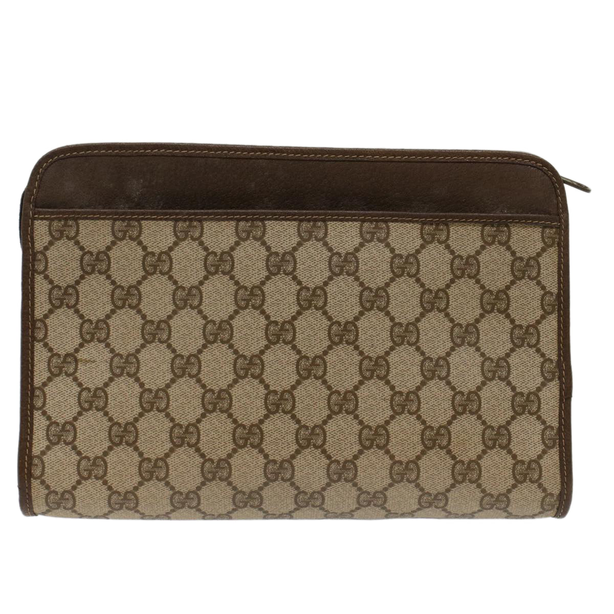 GUCCI GG Canvas Clutch Bag PVC Leather Beige 97.01.037 Auth 48147 - 0