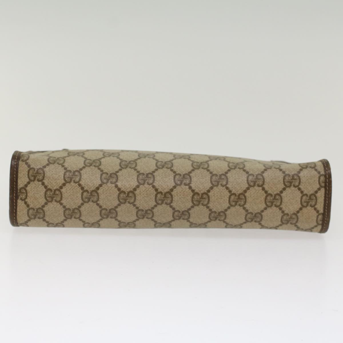 GUCCI GG Canvas Clutch Bag PVC Leather Beige 97.01.037 Auth 48147