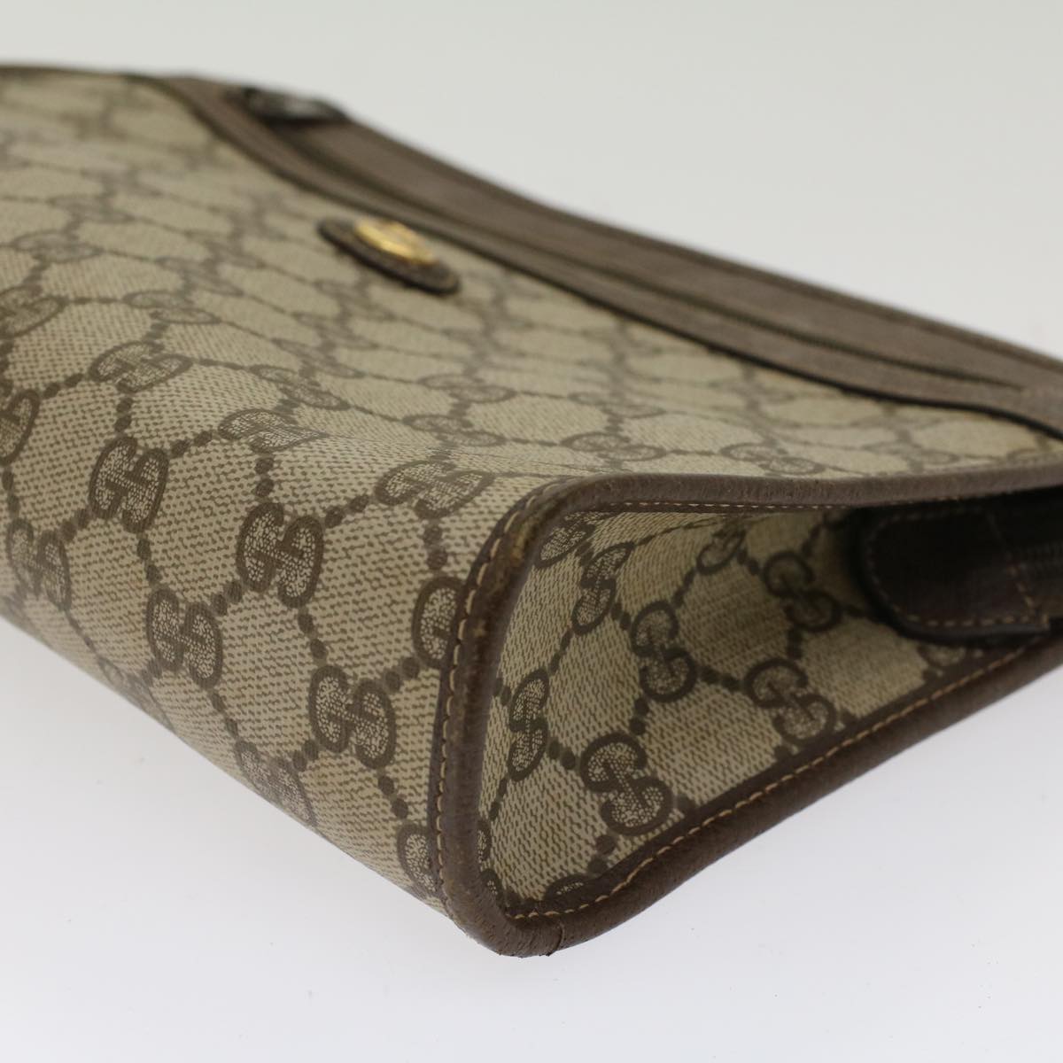 GUCCI GG Canvas Clutch Bag PVC Leather Beige 97.01.037 Auth 48147