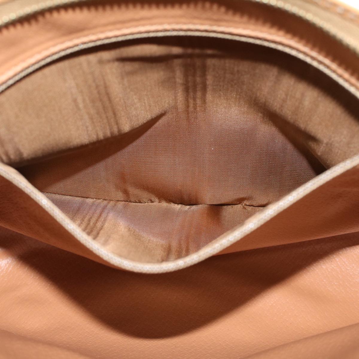 CELINE Macadam Canvas Clutch Bag PVC Leather Beige Auth 48156