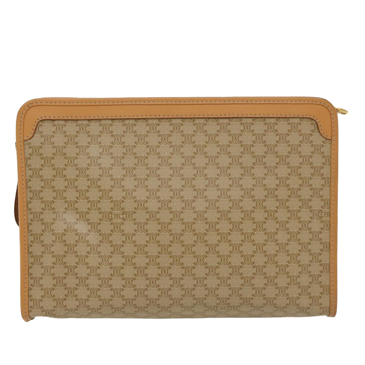 CELINE Macadam Canvas Clutch Bag PVC Leather Beige Auth 48156 - 0