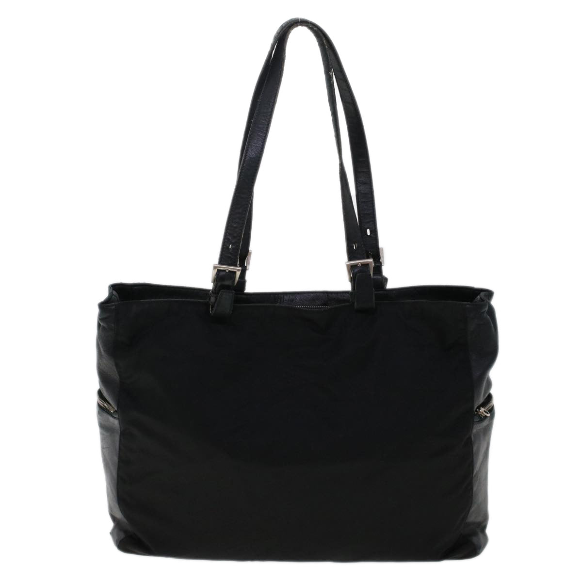 PRADA Tote Bag Nylon Leather Black Auth 48167 - 0