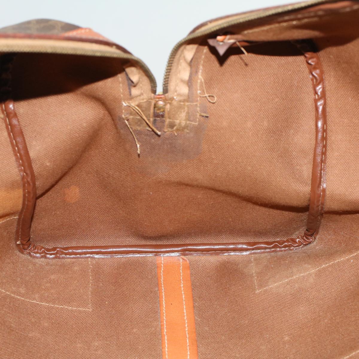 CELINE Macadam Canvas Boston Bag PVC Leather Brown Auth 48168