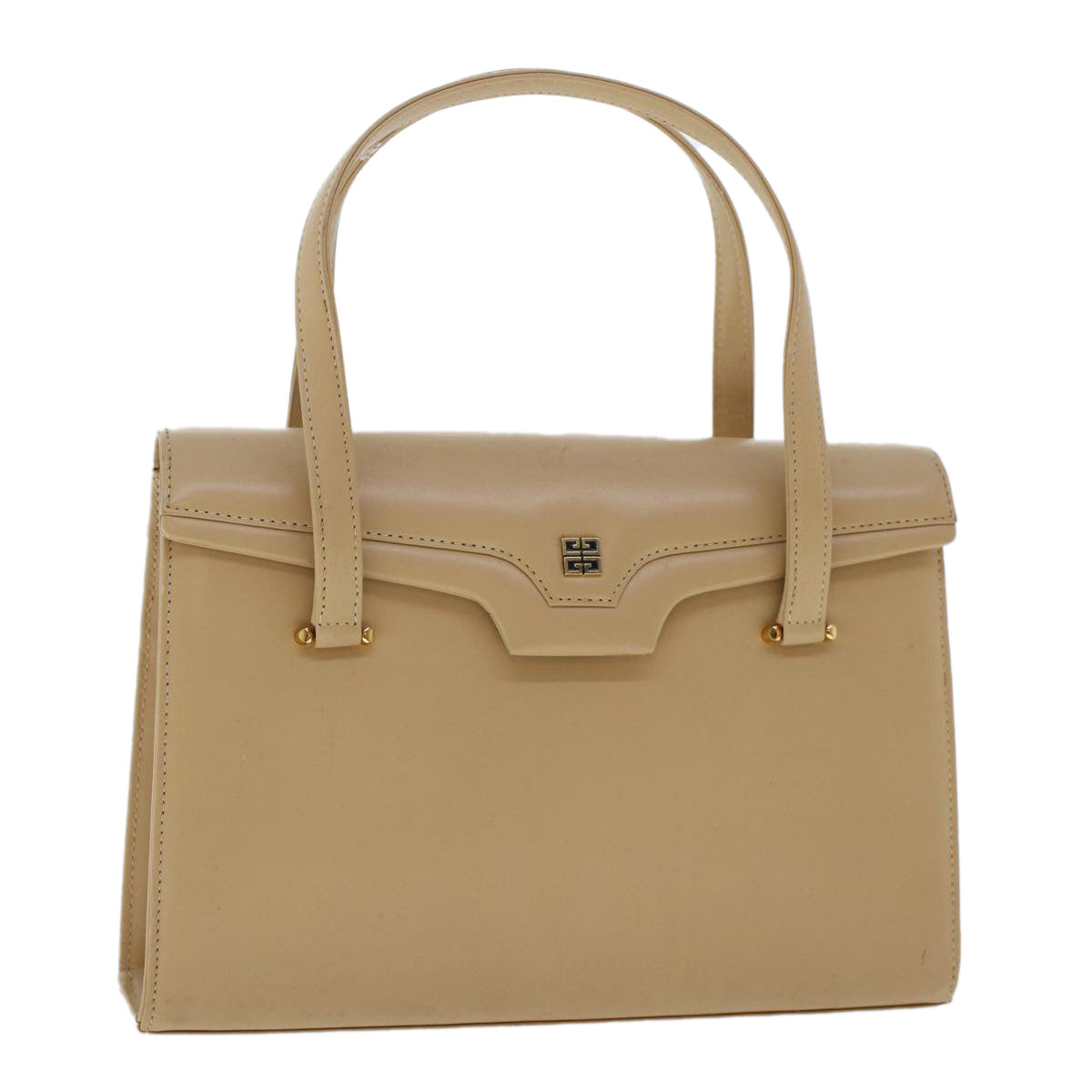 GIVENCHY Hand Bag Leather Beige Auth 48184