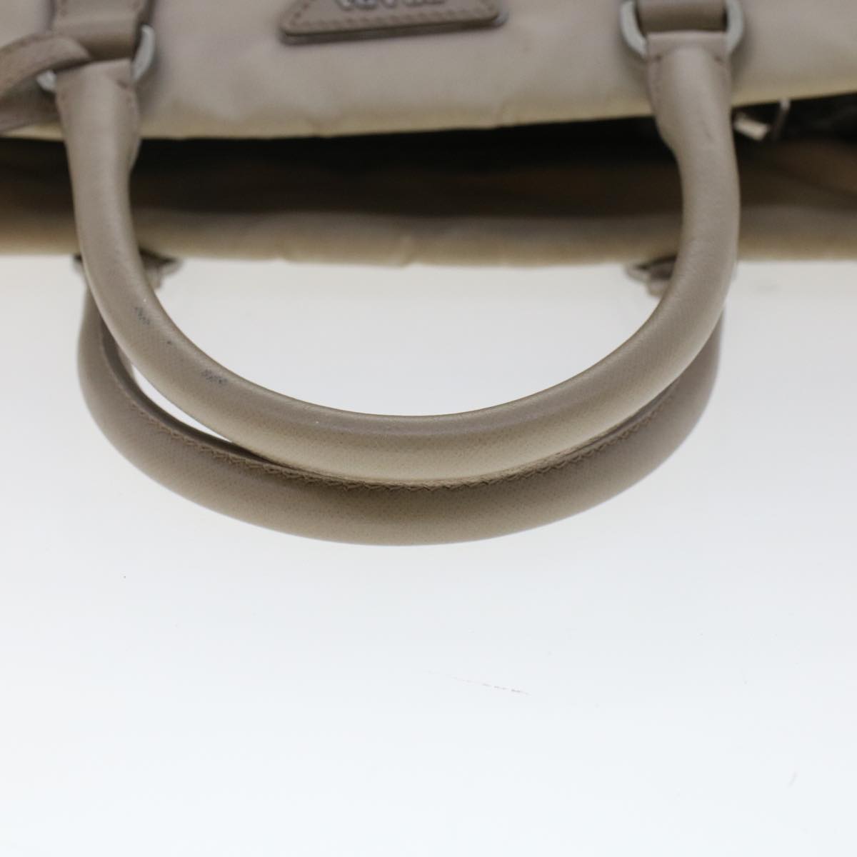 PRADA Hand Bag Nylon Leather Gray Auth 48188