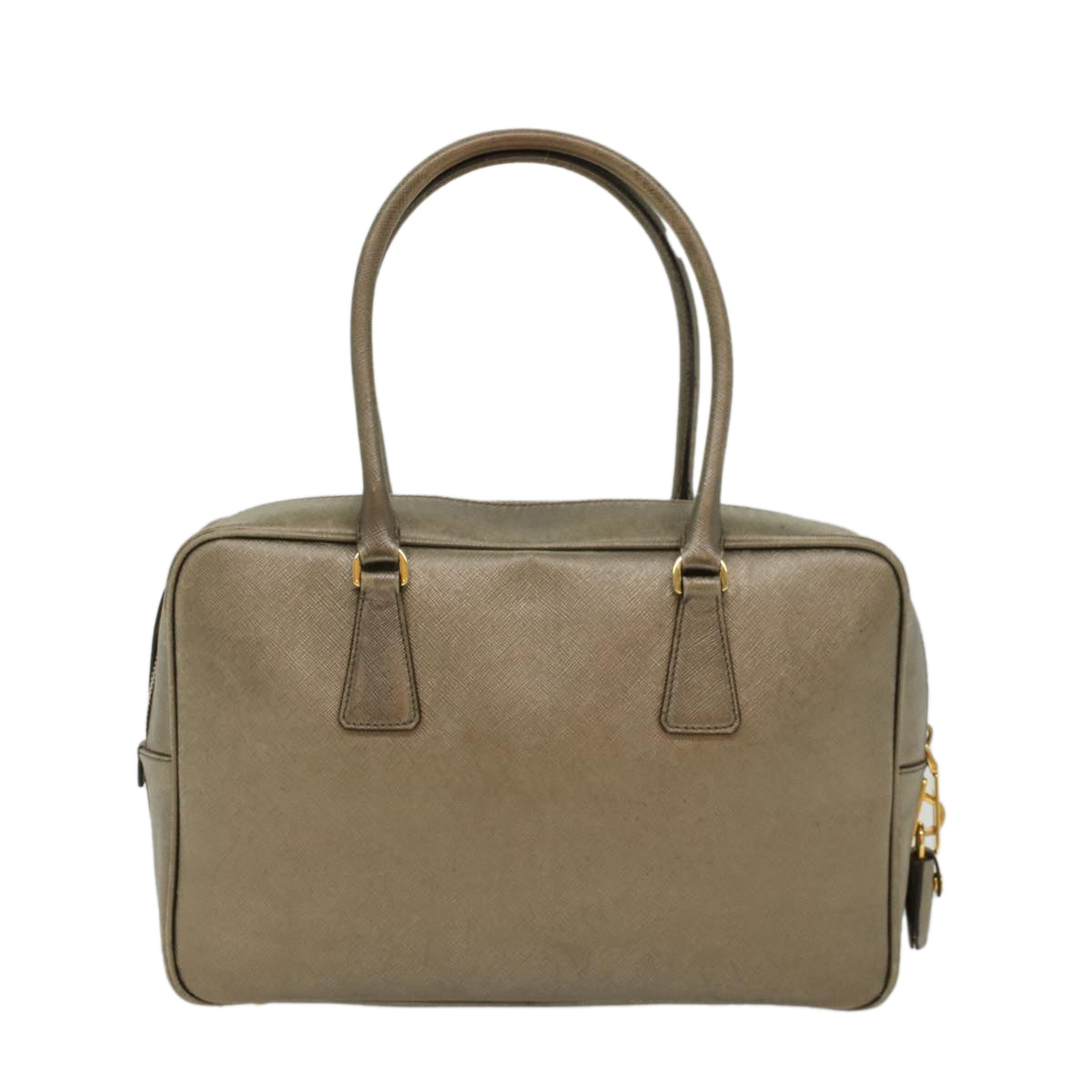 PRADA Safiano Leather Hand Bag Gold Tone Auth 48193 - 0