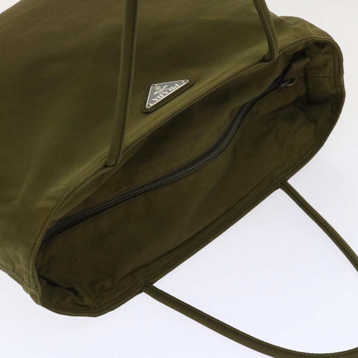 PRADA Hand Bag Nylon Khaki Auth 48200