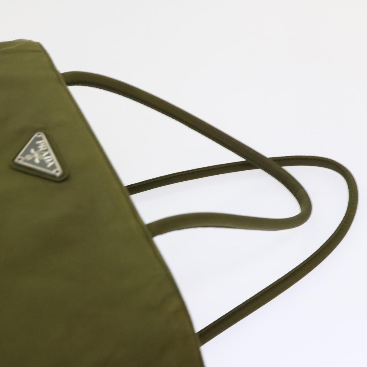 PRADA Hand Bag Nylon Khaki Auth 48200