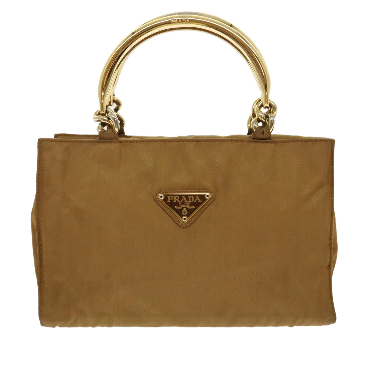 PRADA Chain Hand Bag Nylon Brown Auth 48201