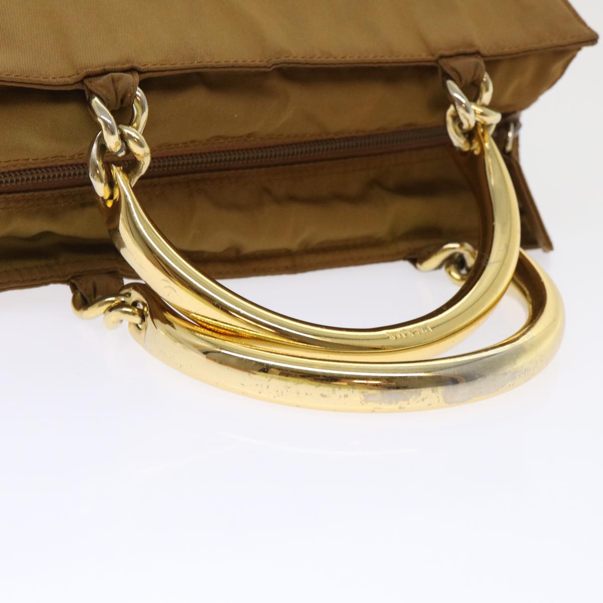 PRADA Chain Hand Bag Nylon Brown Auth 48201