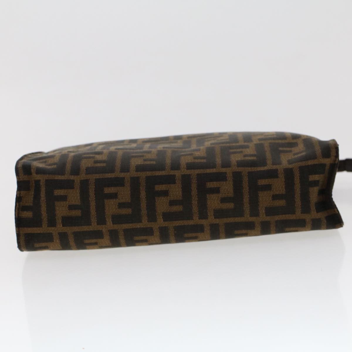 FENDI Zucca Canvas Clutch Bag Nylon Brown Black Auth 48211