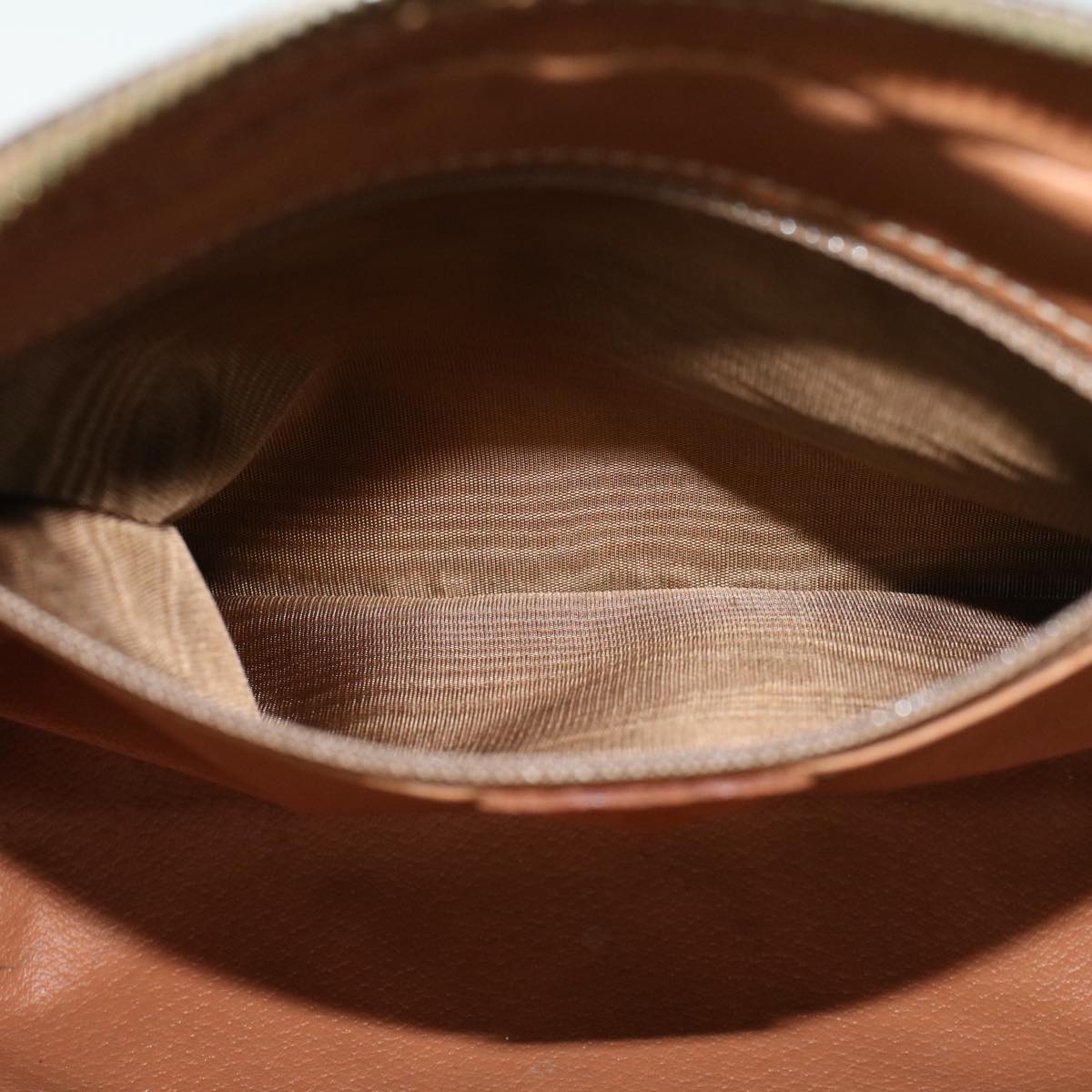CELINE Macadam Canvas Clutch Bag PVC Leather Brown Auth 48215