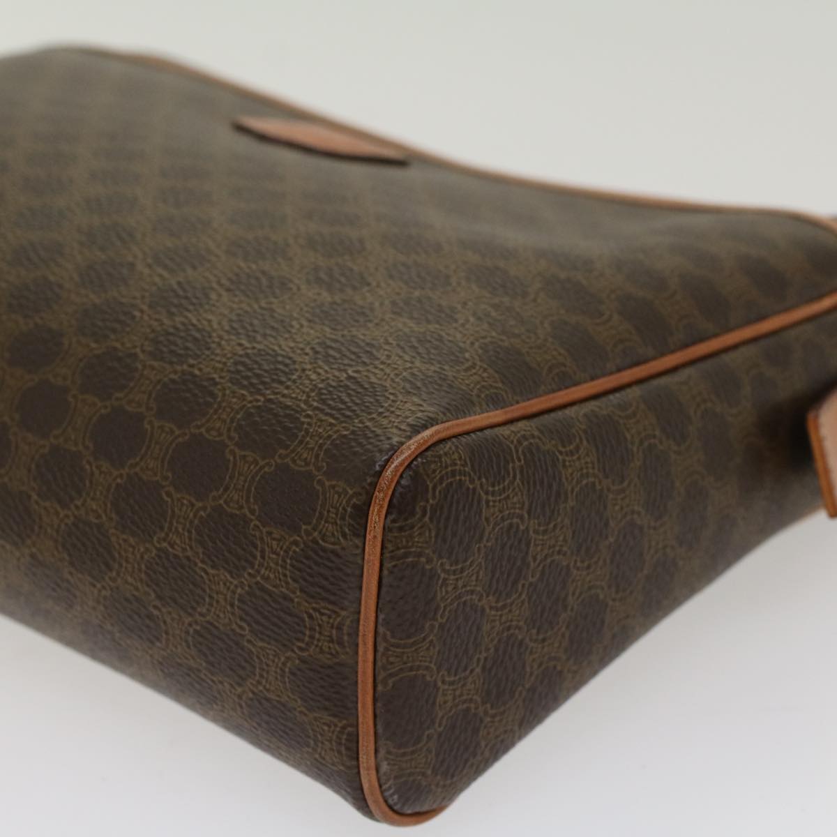 CELINE Macadam Canvas Clutch Bag PVC Leather Brown Auth 48215