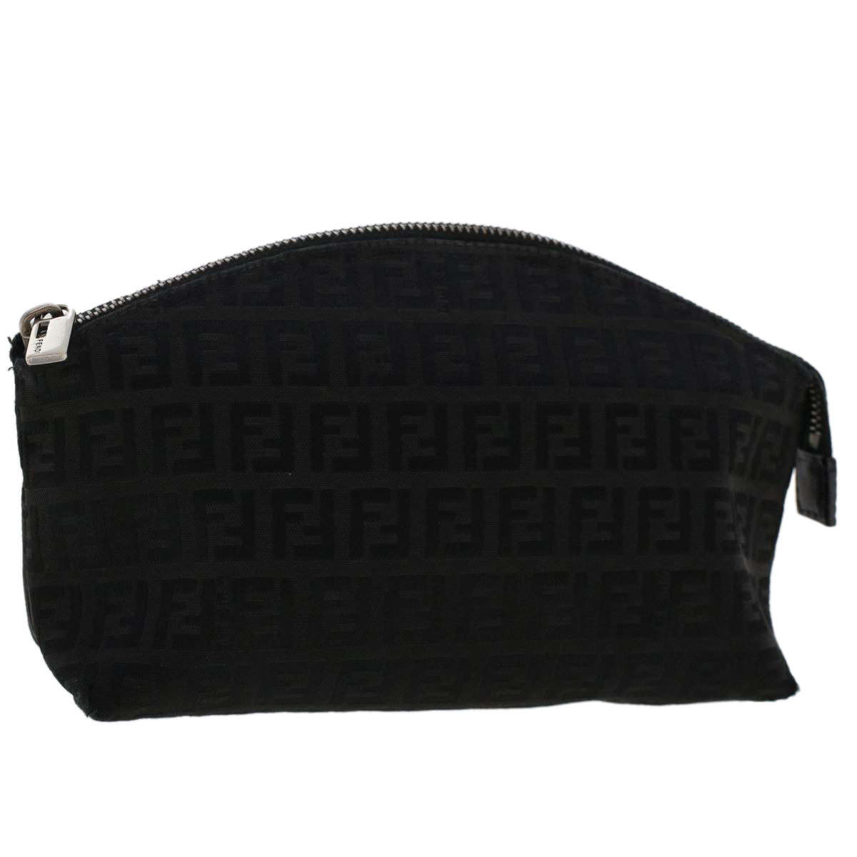 FENDI Zucchino Canvas Pouch Black Auth 48217