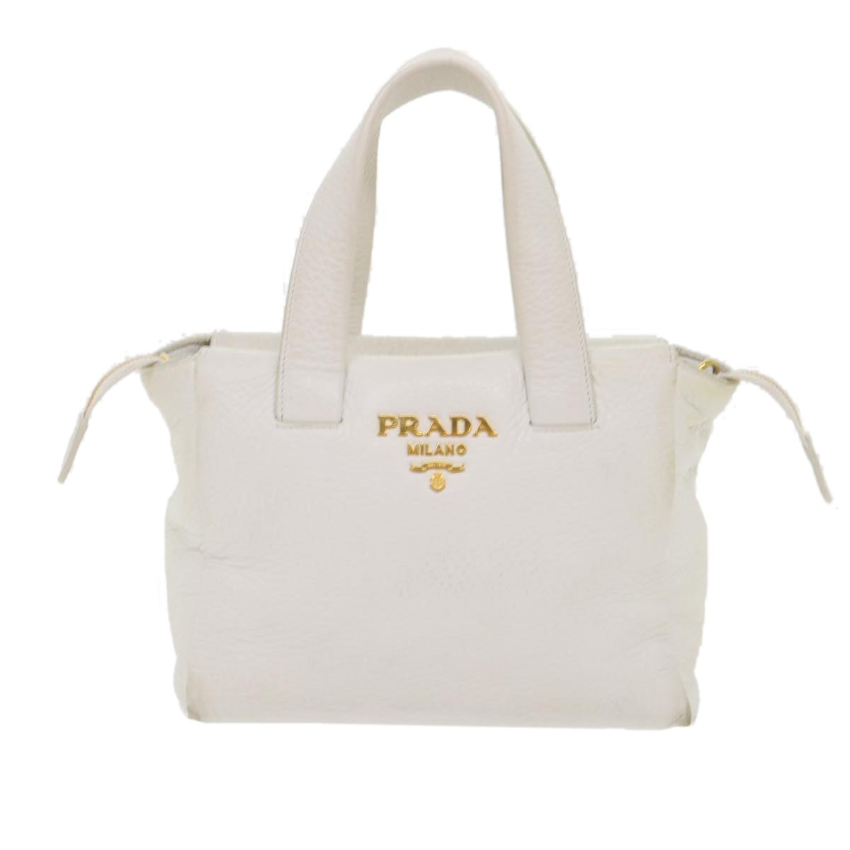 PRADA Hand Bag Leather 2way White Auth 48221