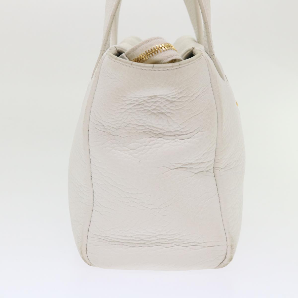 PRADA Hand Bag Leather 2way White Auth 48221