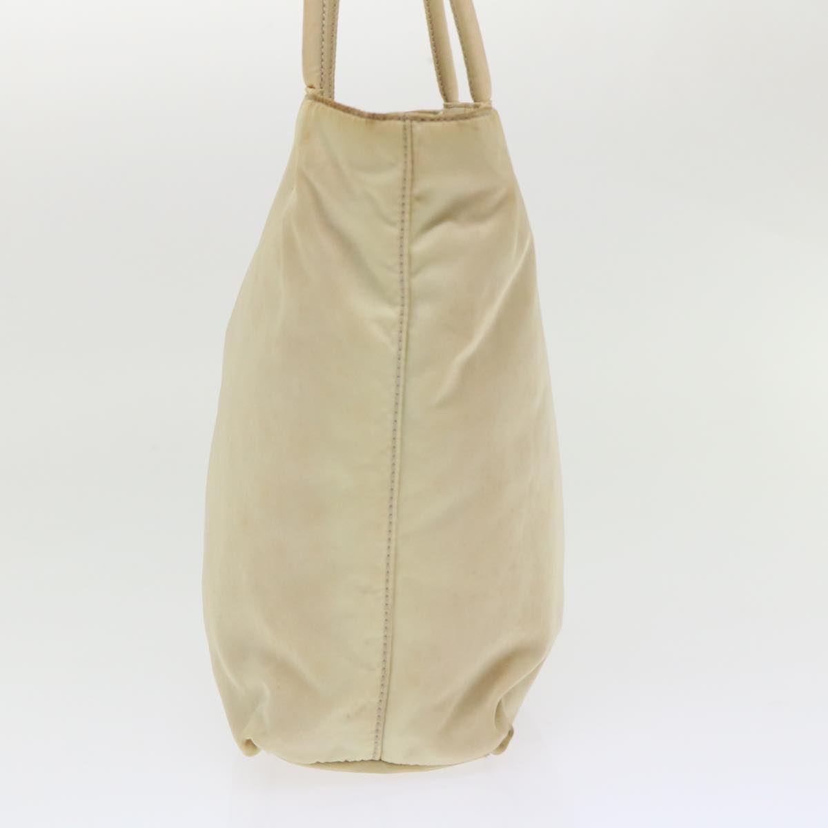 PRADA Hand Bag Nylon Beige Auth 48236