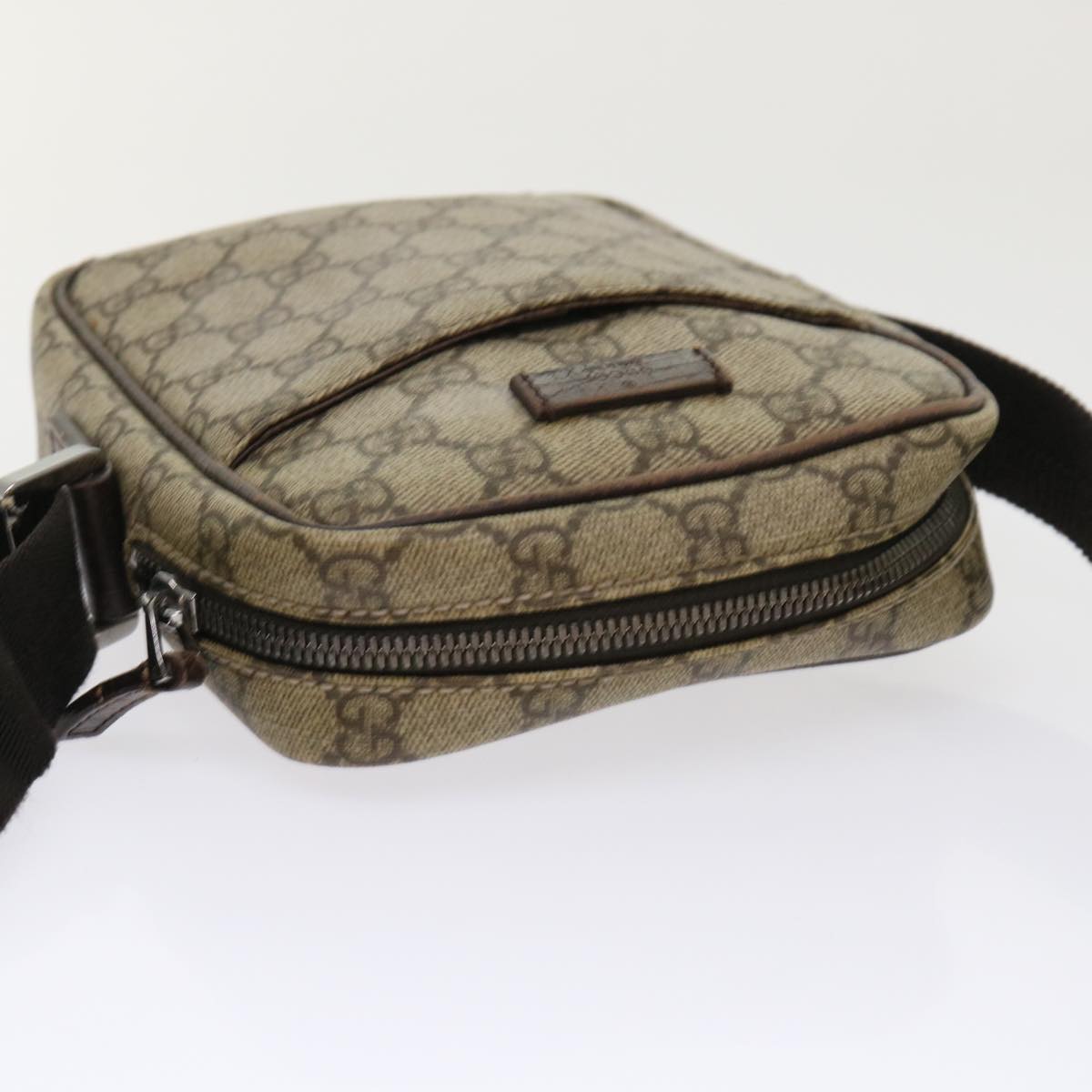 GUCCI GG Canvas Shoulder Bag PVC Leather Beige 122754 Auth 48240