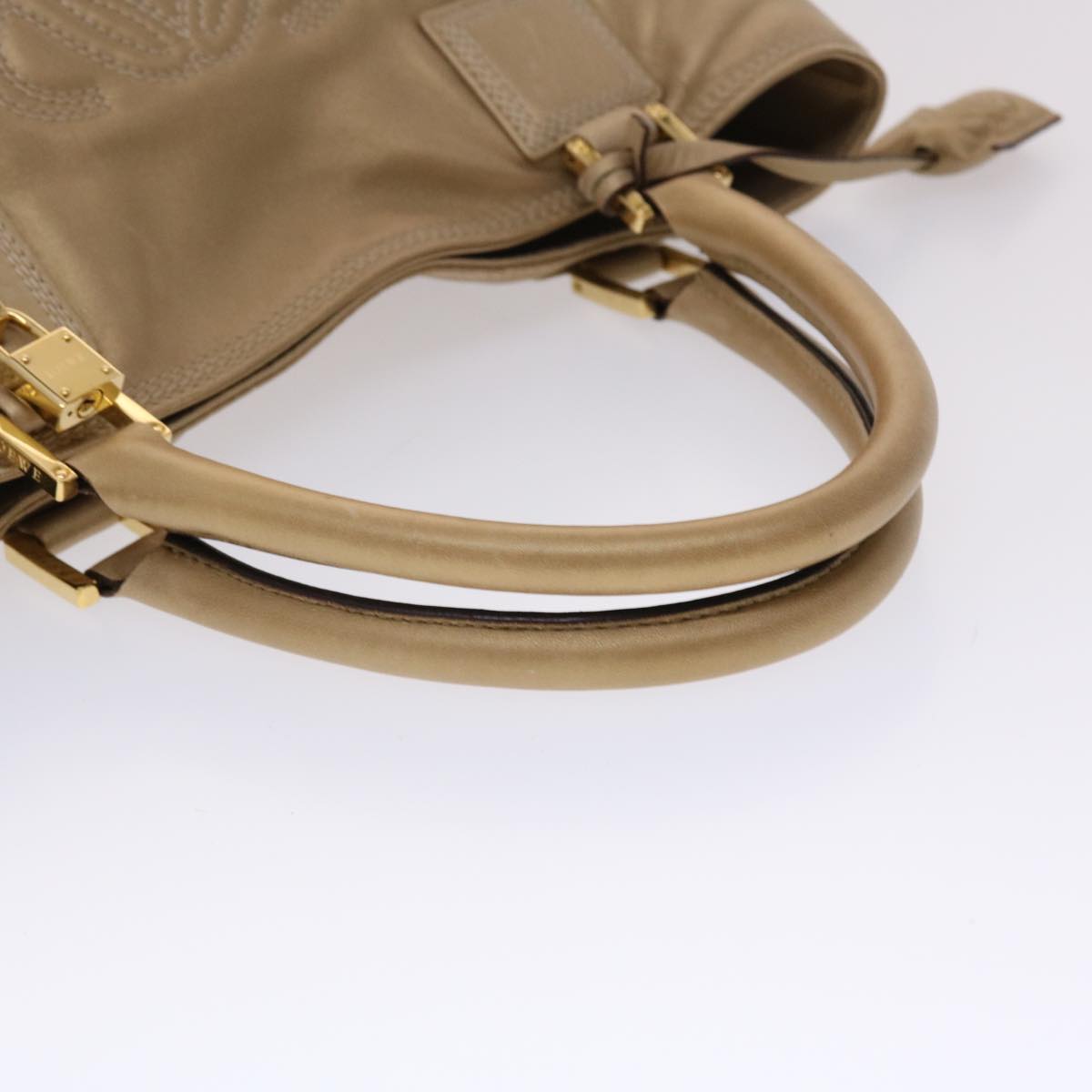 LOEWE Anagram Hand Bag Gold Tone Auth 48245