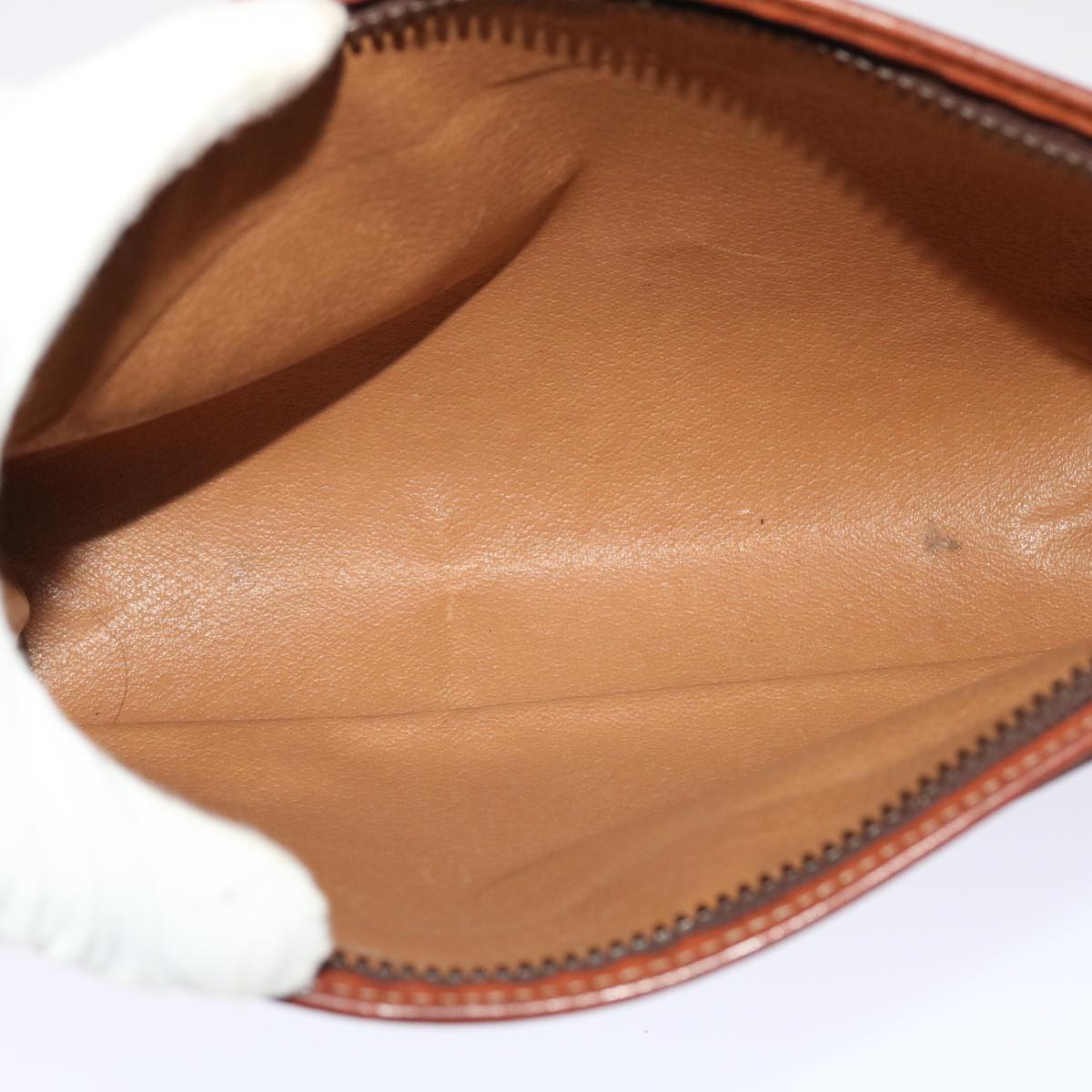 CELINE Macadam Canvas Clutch Bag PVC Leather Brown Auth 48331