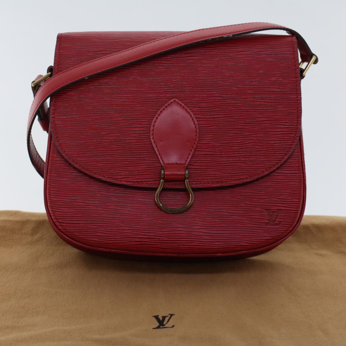 LOUIS VUITTON Epi Saint Cloud GM Shoulder Bag Red M52197 LV Auth 48372