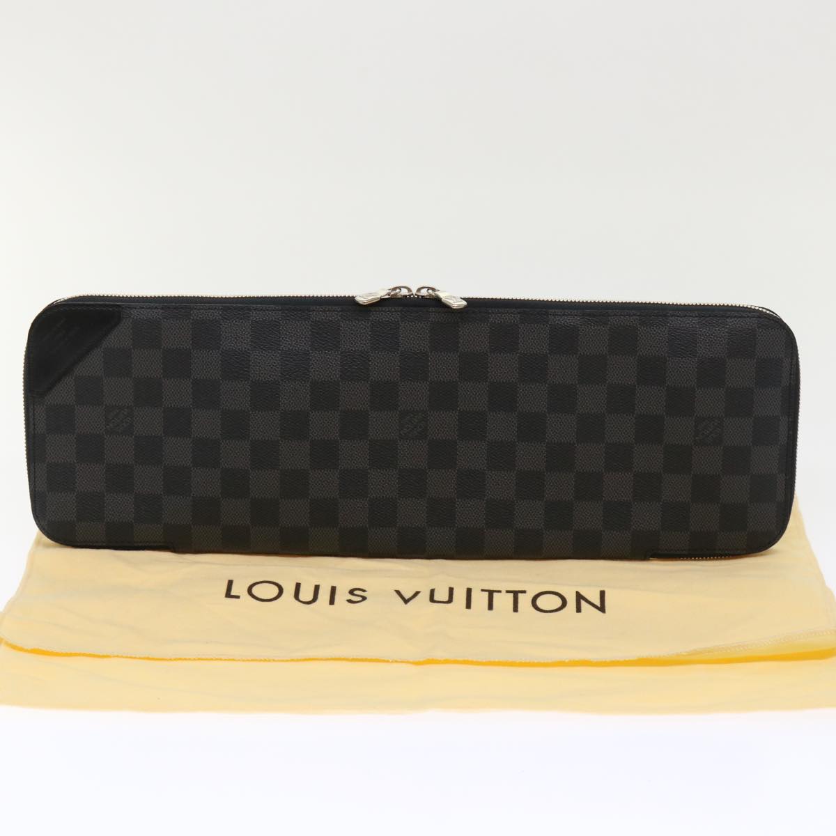 LOUIS VUITTON Damier Graphite Etui 5 Cravat Necktie Case N41136 LV Auth 48375