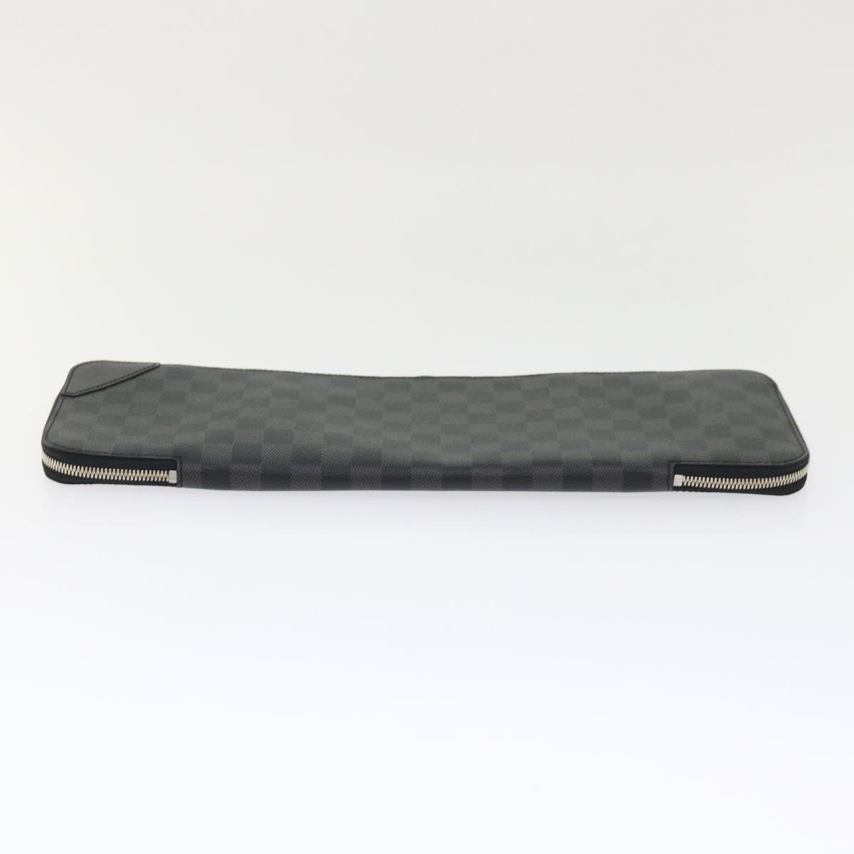 LOUIS VUITTON Damier Graphite Etui 5 Cravat Necktie Case N41136 LV Auth 48375