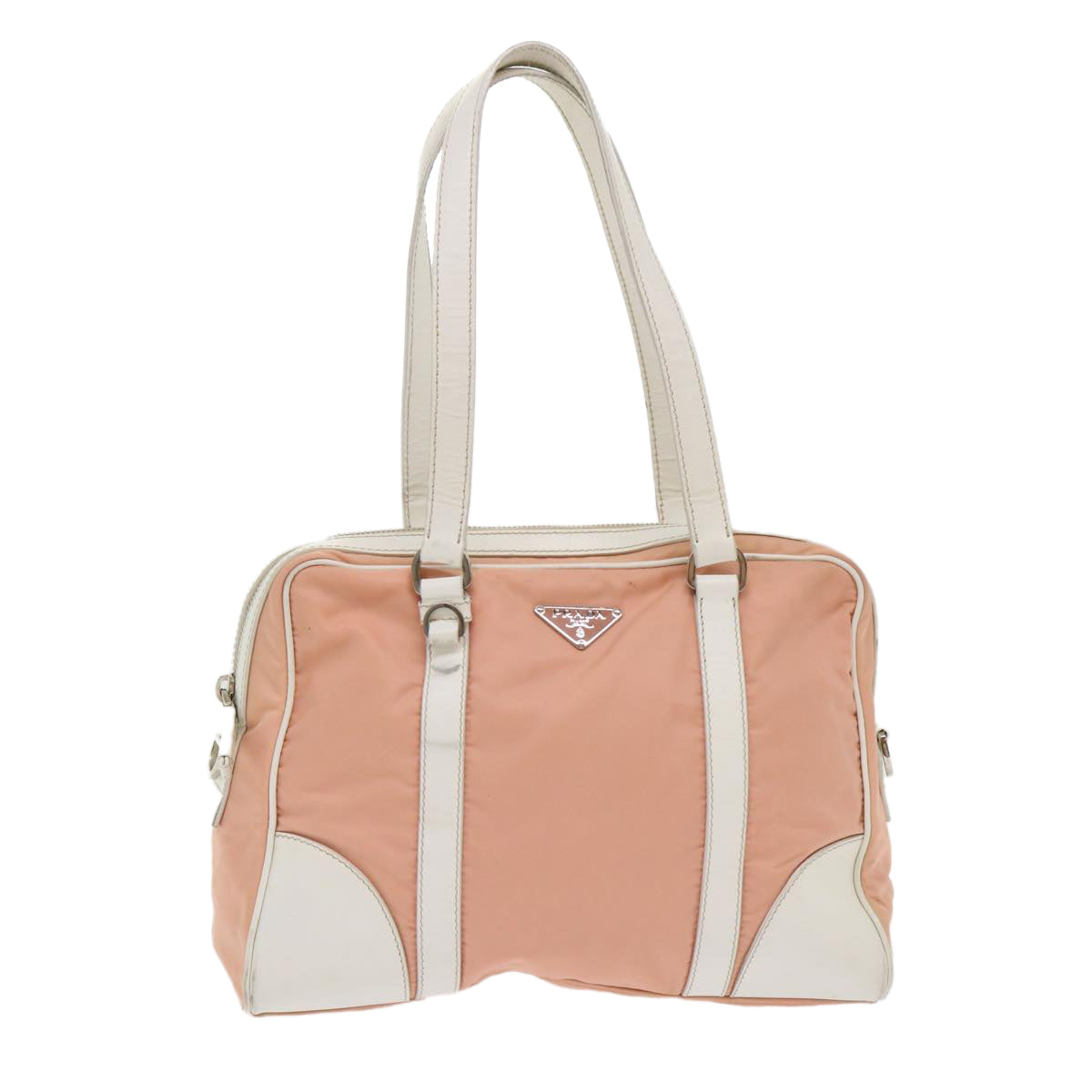 PRADA Hand Bag Nylon Leather Pink Auth 48453