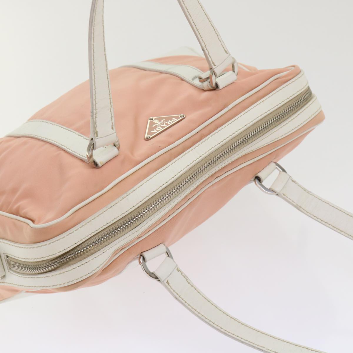 PRADA Hand Bag Nylon Leather Pink Auth 48453